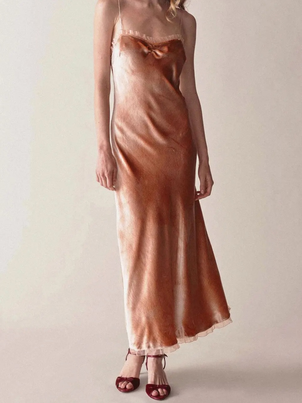 Doen Blush Velvet Slip Maxi Dress